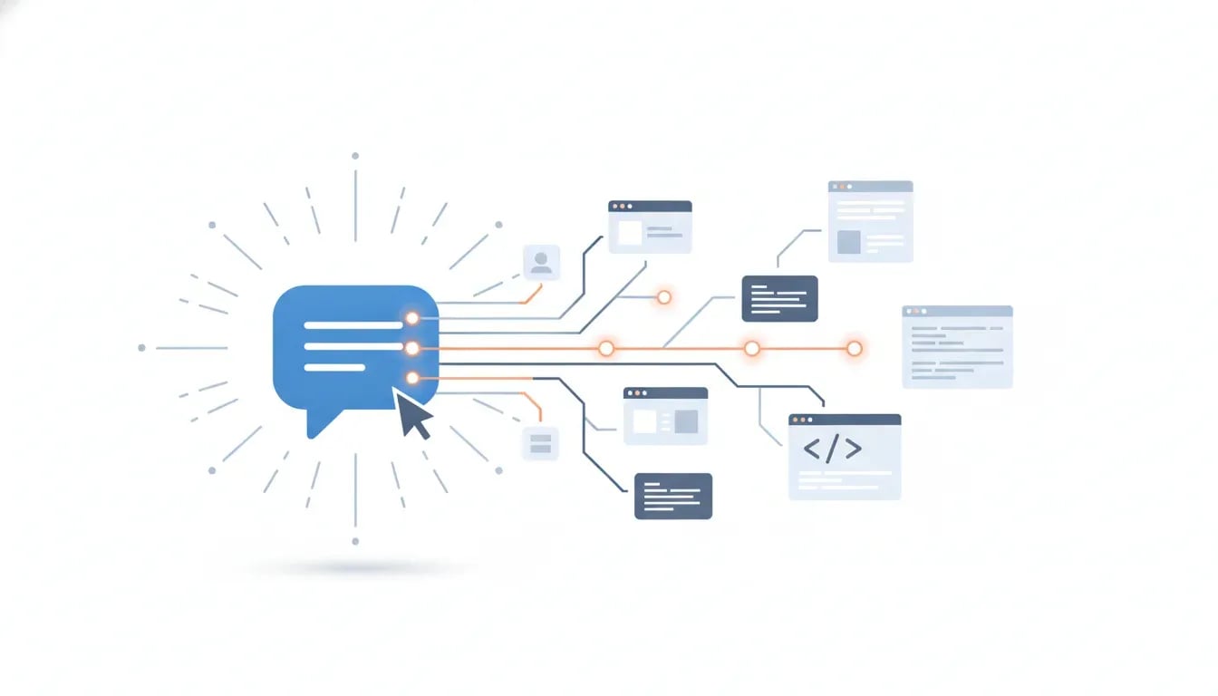 Ce qu’est le vibecoding : une requête en langage courant qui se ramifie en code généré et en écrans d’application